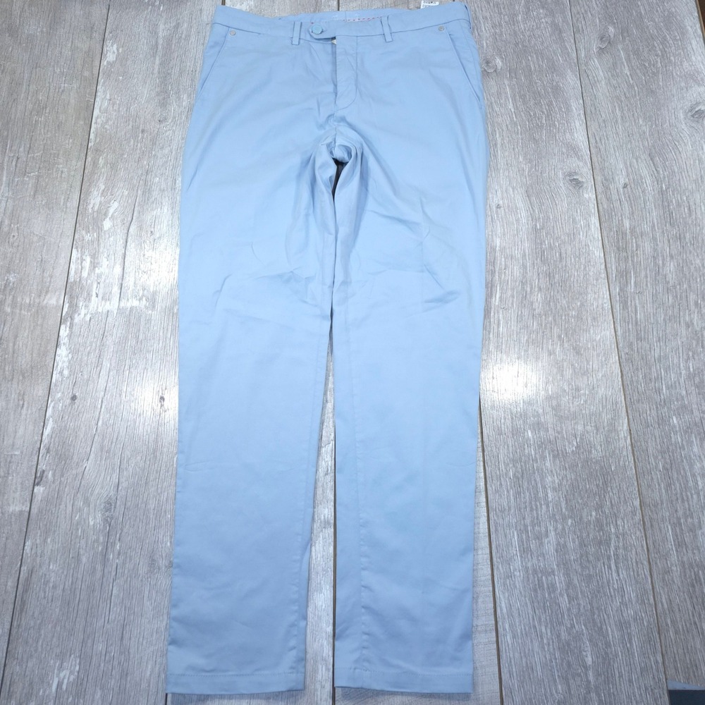 Marco Pescarolo Chino Pants Mens 34x32 Light Blue Cotton Silk New York Italy